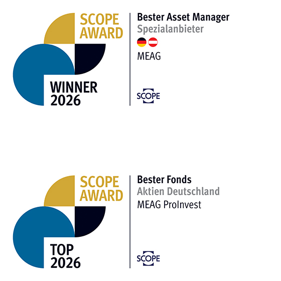 Scope Awards 2026: MEAG gewinnt in der Kategorie “Bester Spezialanbieter“ f&uuml;r Deutschland und &Ouml;sterreich; MEAG ProInvest erneut bei den Top Fonds.